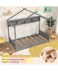 Slickblue Twin Size Kids House Bed with Shelf and Headboard