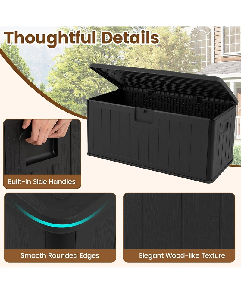 Sugift 100 Gallon Deck Storage Box with Lockable Lid for Patio