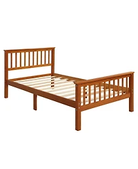 Rainsken Wood Bed Frame, Twin Size Platform Bed with Headboard and Footboard, 275 lbs Capacity for Bedroom, No Box Spring Need