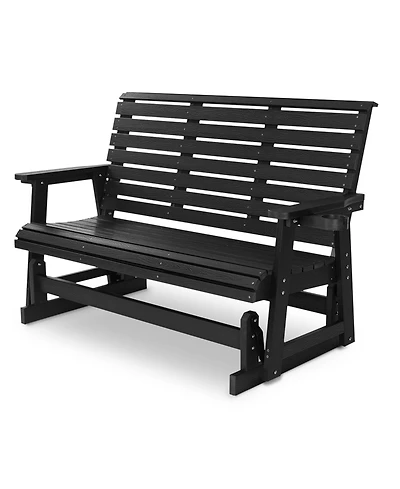 Mega Casa 3 Seat Hips All-Weather Resistant Patio Glider - Outdoor Rocking Bench with Cup Holders, 700 lb Capacity