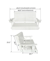 Mega Casa 2 Seater 4 Ft Hdpe Porch Swing with 18/8 Stainless Steel Bolts, Ergonomic Design, Ultra Weather-Resistant, for Outdoor Patio Garden Yard