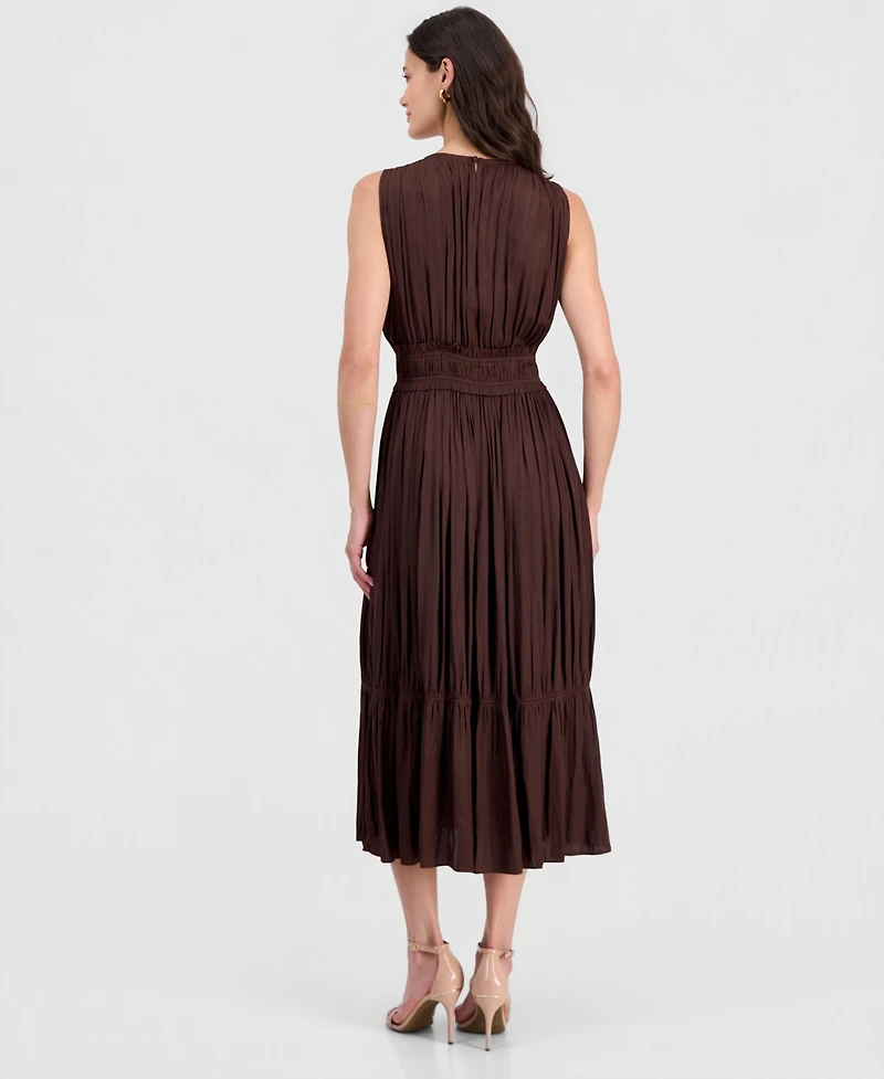 T Tahari Women's V-Neck Sleeveless Fit & Flare Dress