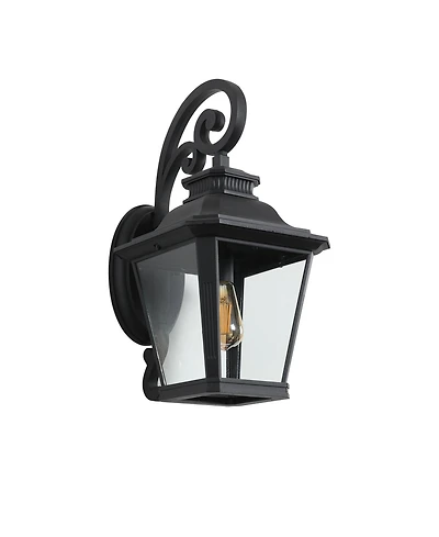 Busdays Outdoor Wall Lantern Light 1 Pack Vintage Black Metal Clear Glass Sconce with Scroll Design for Porch Patio Garden No Bulb