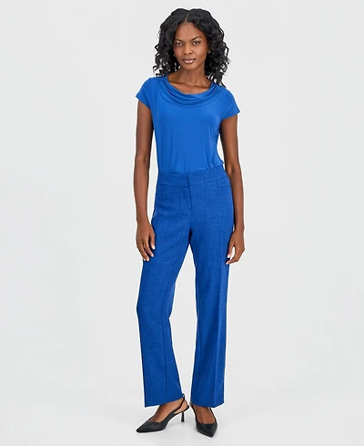 Kasper Women's Textured High-Rise Straight Leg Trousers, Regular & Petite
