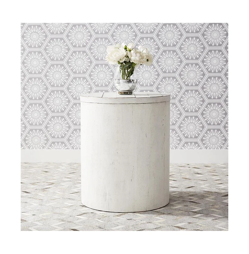 Liberty Furniture Industries, Inc. Modern Farmhouse Drum End Table in Flea Market with Heavy Distressing
