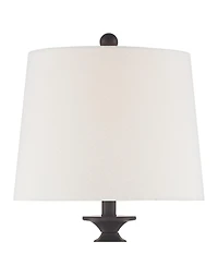 Regency Hill Rustic Farmhouse Table Lamps Set of 2 with Round Riser Bronze White Fabric Drum Shade for Living Room Bedroom House
