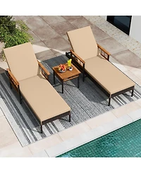 Slickblue Outdoor 3 Piece Chaise Lounge Set for Patio, Poolside and Garden Comfort Seating