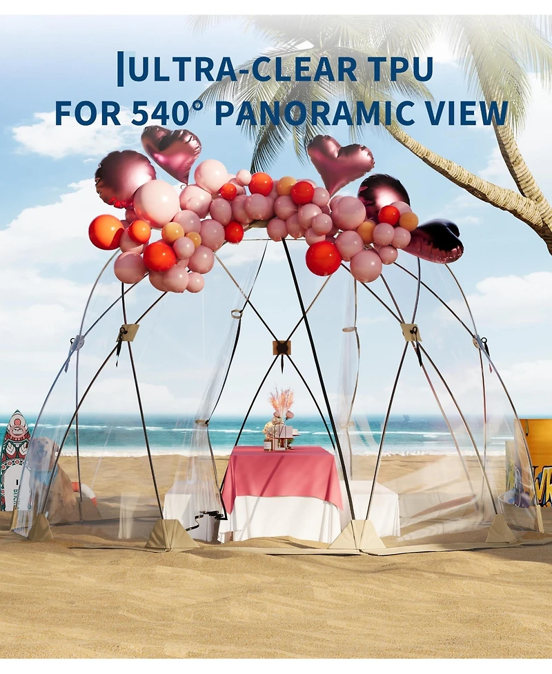 Gaomon 10.5x10.5 Ft Weather-Resistant Pop Up Clear Bubble Tent for Camping Hiking Sports Fishing
