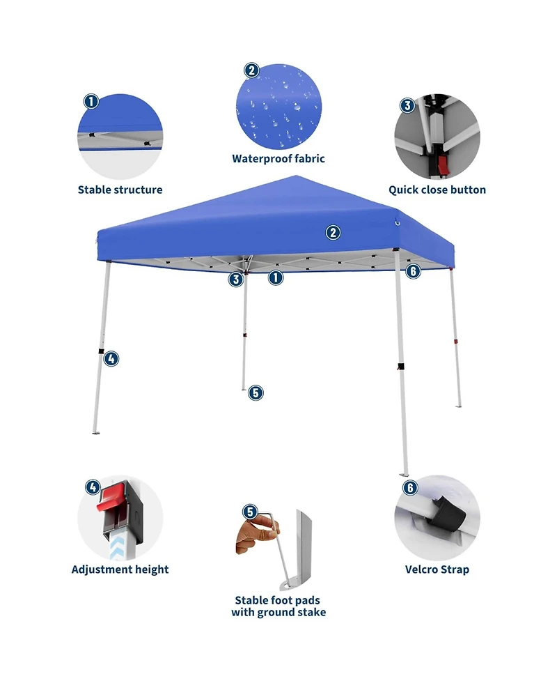 gaomon 10x10Feet Outdoor Portable Pop Up Tent Canopy with Carry Bag for Camping, Patio Deck Garden Beach