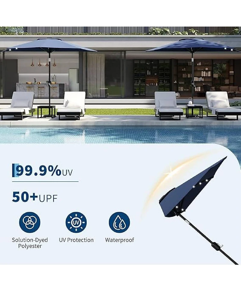 gaomon 9Feet Half Patio Umbrella with Smooth Crank Lift, Shade Canopy for Patio, Backyard