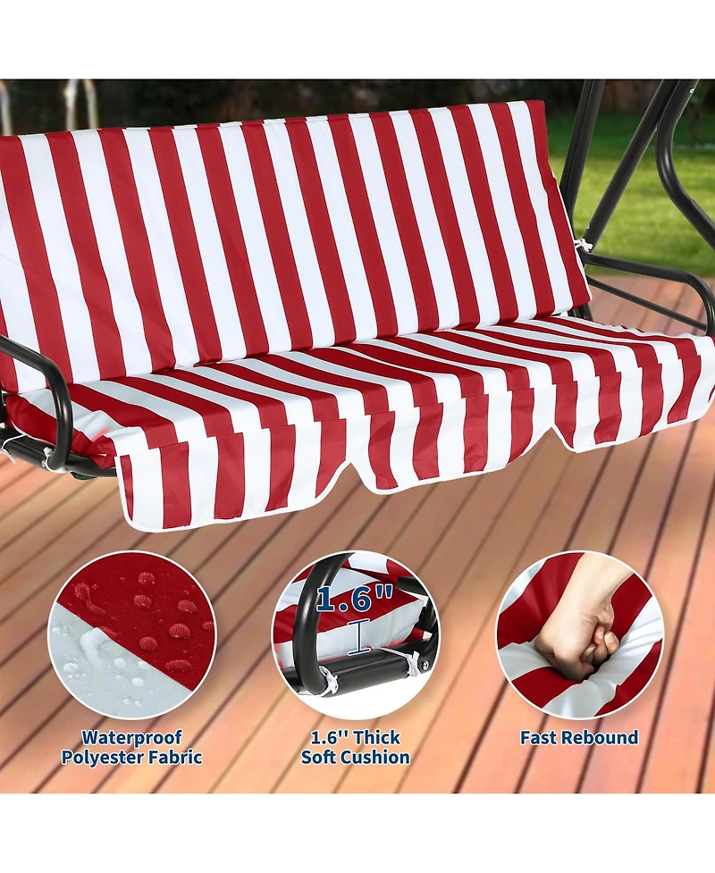 GarveeLife 3-Seat Patio Swing Chair with Adjustable Canopy