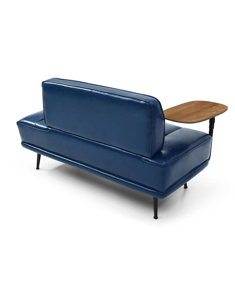 Streamdale Furniture Faux Leather Swivel Tray Bench with Metal Legs