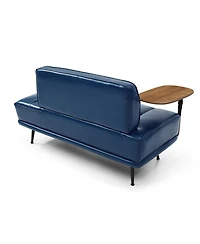 Streamdale Furniture Faux Leather Swivel Tray Bench with Metal Legs