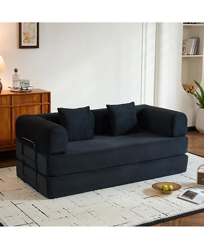 Streamdale Furniture Convertible Sleeper Sofa Bed with Pillow, Corduroy Folding Mattress Couch
