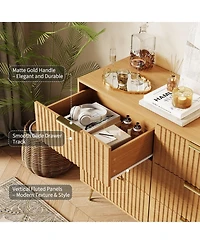 gaomon Fluted 9 Drawer Dresser for Bedroom, 63" Wide Wood Chest with Metal Handles Storage Cabinet