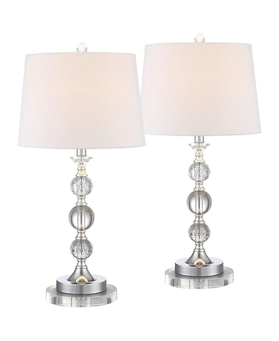 360 Lighting Solange Modern Table Lamps Set of 2 with Round Risers 26 Inches High Drum Shade for Bedroom Living Room Bedside Nightstand