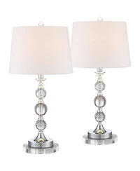 360 Lighting Solange Modern Table Lamps Set of 2 with Round Risers 26 Inches High Drum Shade for Bedroom Living Room Bedside Nightstand