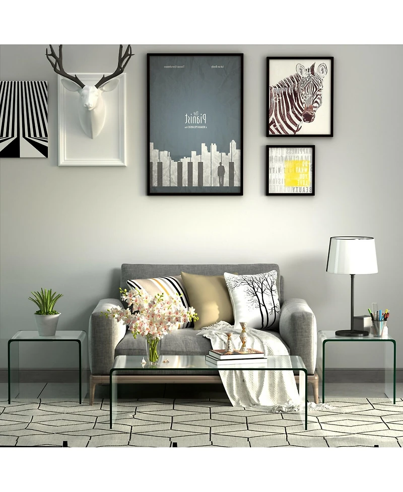 Gymax Tempered Glass End Table Transparent Sofa Side Accent Table Living Room