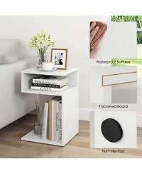 Gymax 2 pieces S-Shaped Side Table for Small Space Morden End Table with S-Shaped Frame