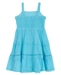 Rare Editions Girls' 2T-6X Crochet To Gauze Tiered Dress