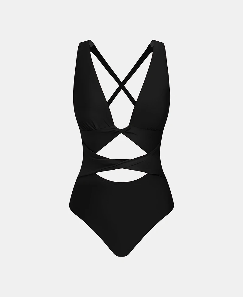 Cupshe Women's V-Neck Cutout Twist Crisscross Back One-Piece Swimsuit