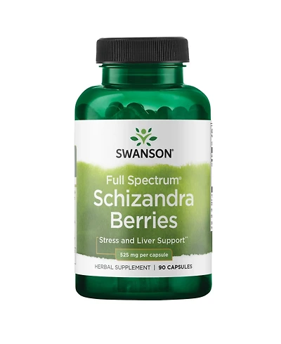 Swanson Full Spectrum Schizandra Berries Herbal Supplement for Stress Support and Liver Health Supports Mind and Body 90 Capsules, 525 Milligram Each
