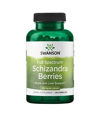 Swanson Full Spectrum Schizandra Berries Herbal Supplement for Stress Support and Liver Health Supports Mind and Body 90 Capsules, 525 Milligram Each
