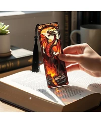 Gnuadz Stained Glass Dragon Pvc Bookmarks with Tassels