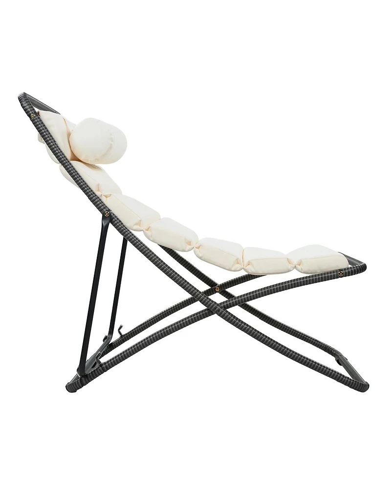 Asagikoiai 2-Piece Folding Rattan Lounge Chair Set, Adjustable Reclining Outdoor with Cushion-Asagikoiai
