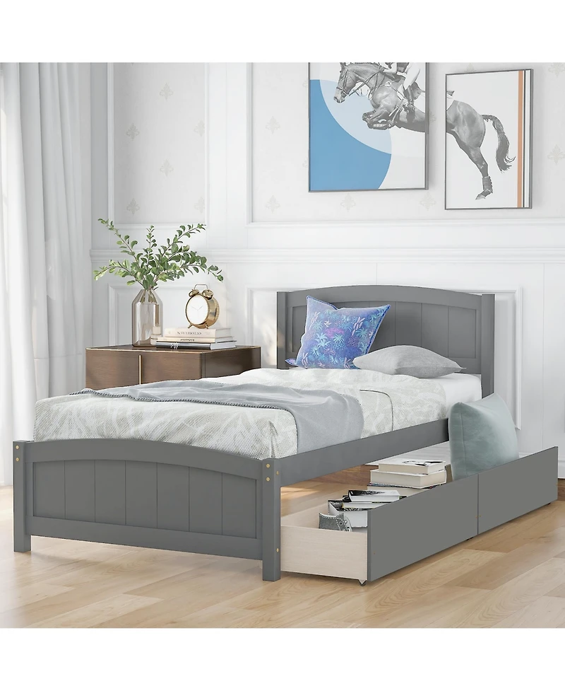 Sailvan Twin Platform Bed with Two Drawers