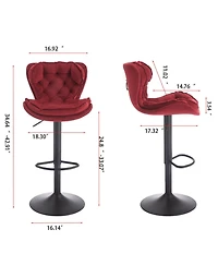 flynama Velvet Adjustable Swivel Bar Stools Set of 2, 300 Lbs Capacity