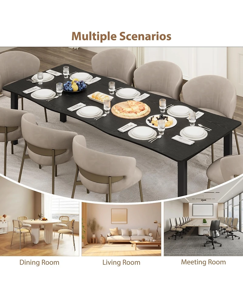 homfan Rectangular Dining Table for 6-8, Kitchen and Living Room with Irregular Top, Mdf Top Iron Legs, 71 or 79 Inch