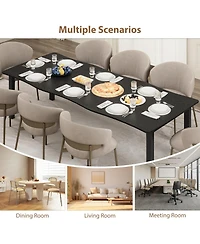 homfan Rectangular Dining Table for 6-8, Kitchen and Living Room with Irregular Top, Mdf Top Iron Legs, 71 or 79 Inch