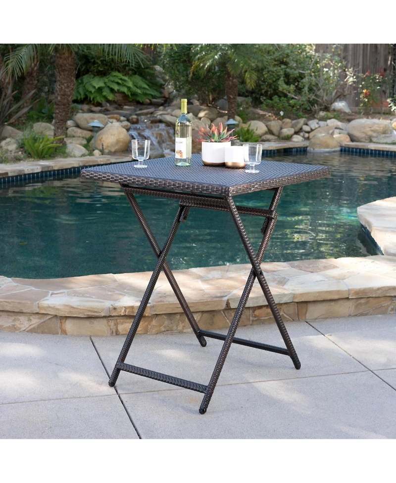 flynama Folding All-Weather Wicker Outdoor Bar Table