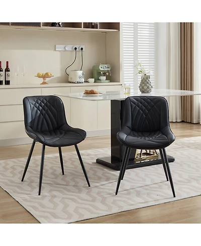 Clihome Dining Chairs Set of 2 Mid Century Modern Kitchen Chair Comfortable Upholstered Faux Leather Dinner Chairs for Kitchen Dining Room