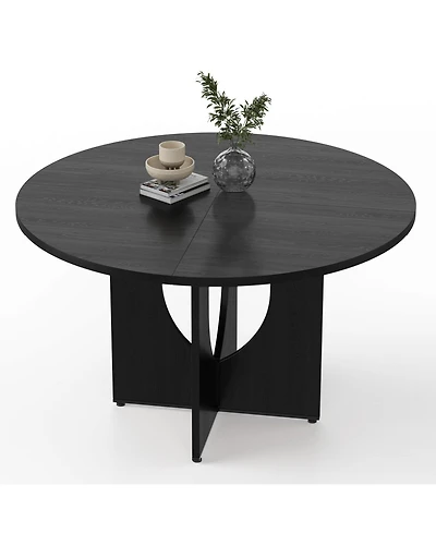 homfan 47 Inch Round Dining Table for 4-6, Modern Kitchen and with Pedestal Base, Easy Assembly