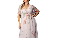 Kiyonna Plus Catalina Border Print Gown