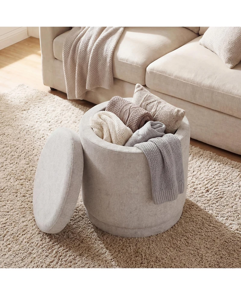 Costway Round Storage Ottoman Footrest with Removable Lid 400 Lbs Weight Capacity for Home