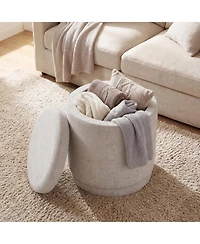 Costway Round Storage Ottoman Footrest with Removable Lid 400 Lbs Weight Capacity for Home