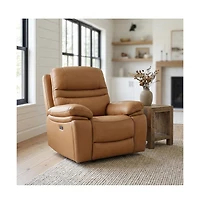 Heartland Furniture Leather Power Recliner Chair, Top Grain Upholstery, Usb and Usb-c, 360 lb Support