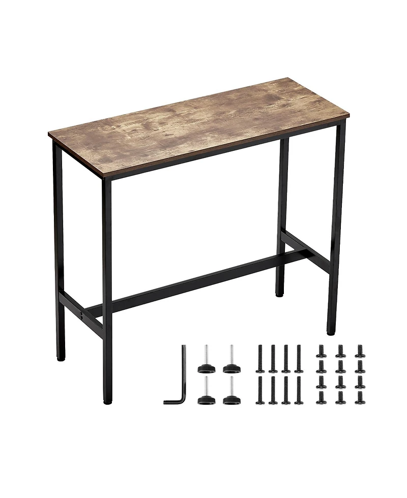 flynama 39x16x35.5" Industrial Metal and Wood Bar Table