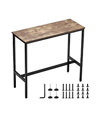 flynama 39x16x35.5" Industrial Metal and Wood Bar Table