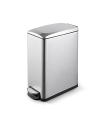 Mega Casa 2.6 Gal./10 Liter Slim Stainless Steel Step-on Trash Can for Bathroom and Office