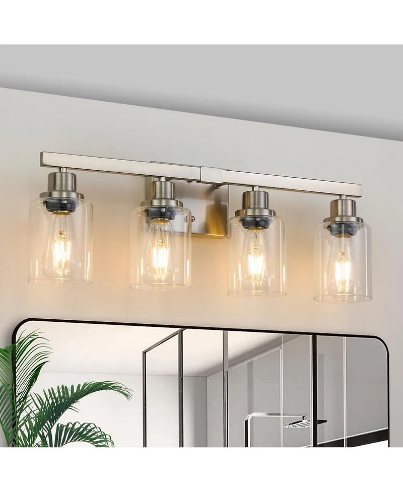 Busdays 24 Inch Modern 4 Light Bathroom Vanity Light Fixture with Clear Glass Shades for Bathroom Vanity Dressing Area No Bulbs