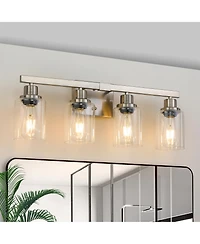 Busdays 24 Inch Modern 4 Light Bathroom Vanity Light Fixture with Clear Glass Shades for Bathroom Vanity Dressing Area No Bulbs