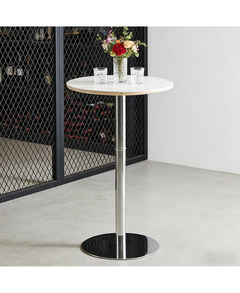 flynama 39" Rock Slab Bar Table with Silver Base
