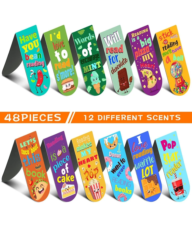 Gnuadz Scented Magnetic Bookmarks Scratch Sniff Fruit Food Sayings