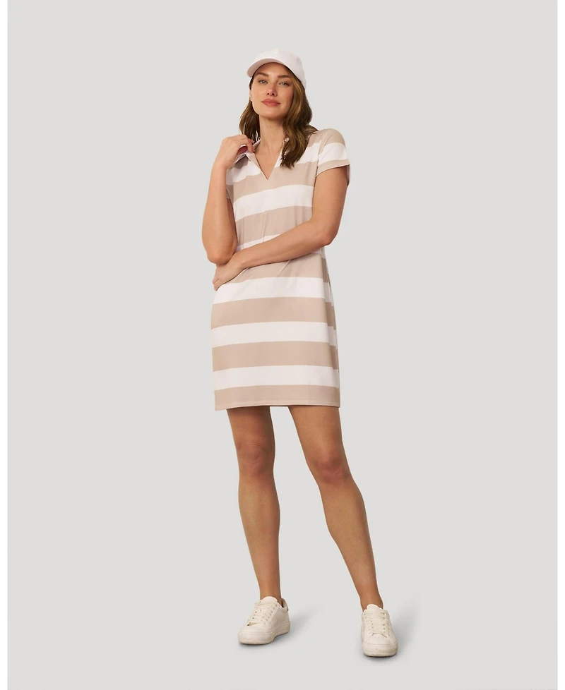 Cable & Gauge Women's Striped Polo Collar Mini Dress