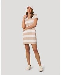 Cable & Gauge Women's Striped Polo Collar Mini Dress