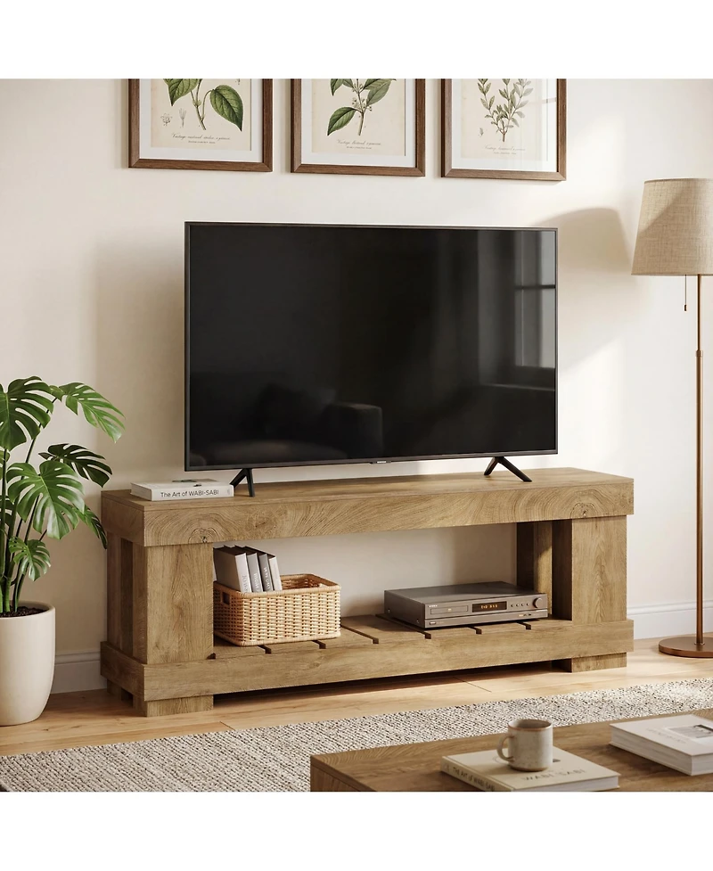Tribesigns Tv Stand for up to 70 inch, 2-Tier Modern Entertainment Center with Open Storage Shelf